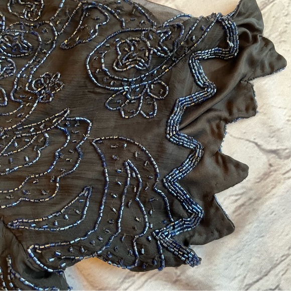Laurence Kazar Vintage Silk Beaded Womens Top 1X Black - Picture 6 of 10